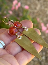 Image 2 of Vintage glass brass earrings/ n1
