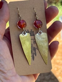 Image 4 of Vintage glass brass earrings/ n1