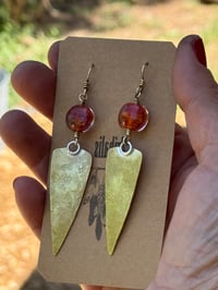 Image 5 of Vintage glass brass earrings/ n1