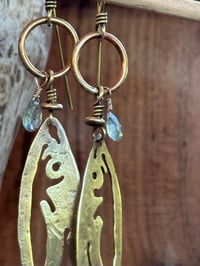 Image 9 of Brass fish and Aquamarine earrings 