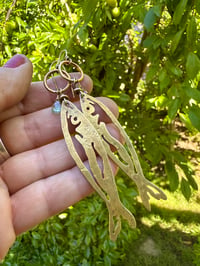 Image 7 of Brass fish and Aquamarine earrings 