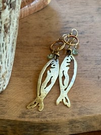 Image 13 of Brass fish and Aquamarine earrings 