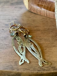 Image 5 of Brass fish and Aquamarine earrings 
