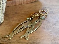 Image 14 of Brass fish and Aquamarine earrings 