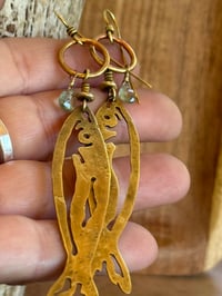 Image 16 of Brass fish and Aquamarine earrings 