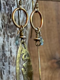 Image 17 of Brass fish and Aquamarine earrings 