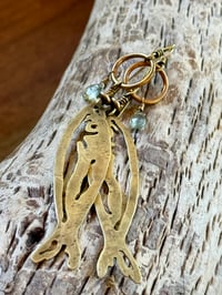 Image 18 of Brass fish and Aquamarine earrings 