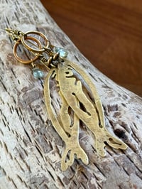 Image 1 of Brass fish and Aquamarine earrings 