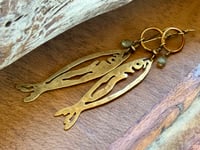 Image 20 of Brass fish and Aquamarine earrings 