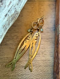 Image 22 of Brass fish and Aquamarine earrings 