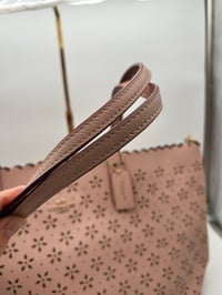 Image 9 of Coach Light Pink Floral Perforated Tote Bag