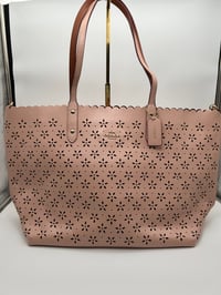Image 1 of Coach Light Pink Floral Perforated Tote Bag