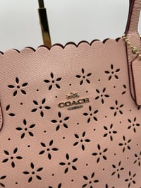 Image 2 of Coach Light Pink Floral Perforated Tote Bag