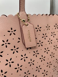 Image 4 of Coach Light Pink Floral Perforated Tote Bag
