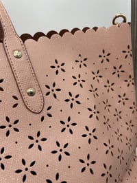 Image 6 of Coach Light Pink Floral Perforated Tote Bag