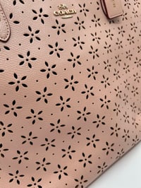 Image 3 of Coach Light Pink Floral Perforated Tote Bag