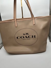 Image 1 of Coach Logo Beige PVC Tote Bag