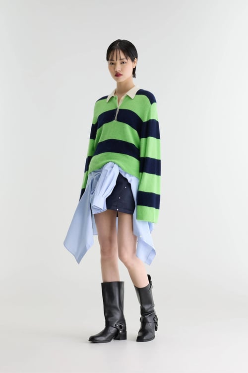 Image of 1-Jersey rayas verde marino Dusto polo