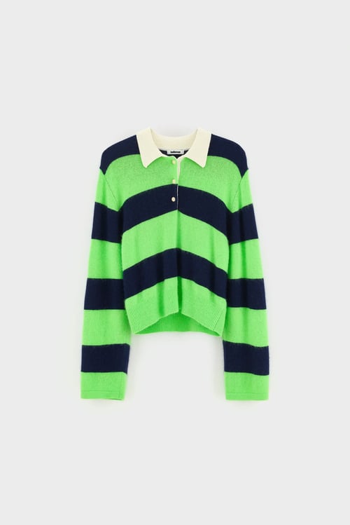 Image of 1-Jersey rayas verde marino Dusto polo