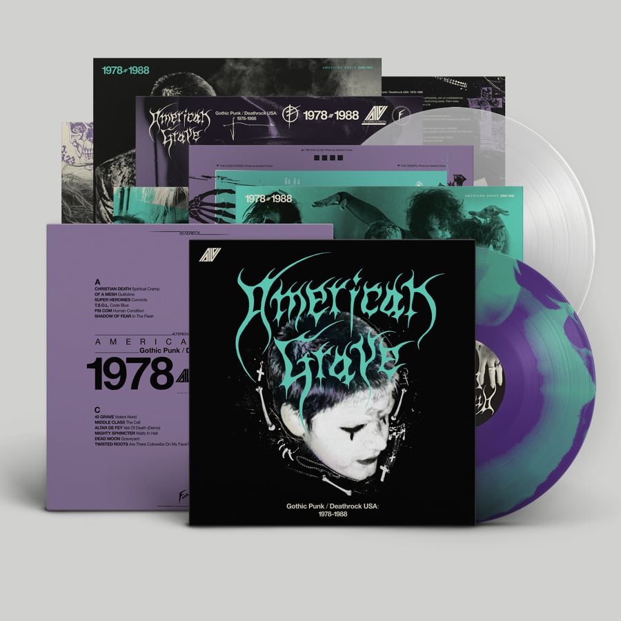 Image of <h4>AMERICAN GRAVE</h4><h5>Gothic Punk/Deathrock USA:1978-1988 2xLP</h5><h6>Bat Corpse Vinyl</h6>