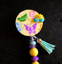 Image 2 of Fun Beaded Badge Reels, Handmade, retractable, clip, nurse, teacher, gift, ID, floral