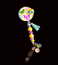 Image 1 of Fun Beaded Badge Reels, Handmade, retractable, clip, nurse, teacher, gift, ID, floral