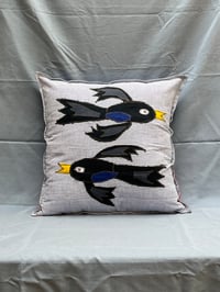 Image 1 of Checked Birds Cushion Cover