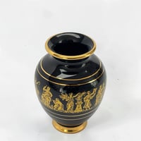 Image 5 of Vase grec en céramique noire et or 24 carats scène mythologique Vase Spyropoulos vintage