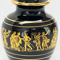 Image 8 of Vase grec en céramique noire et or 24 carats scène mythologique Vase Spyropoulos vintage