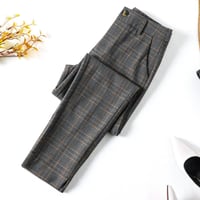 Image 4 of Tailored Plaid Tapered Trousers