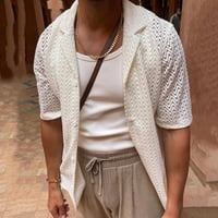 Image 2 of Sun-Kissed Elegance: Men's Breezy Mesh Knit Shirt