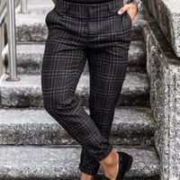 Image 1 of Slim Fit Plaid Trousers