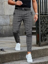 Image 2 of Slim Fit Plaid Trousers