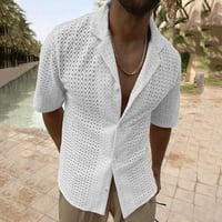 Image 5 of Sun-Kissed Elegance: Men's Breezy Mesh Knit Shirt