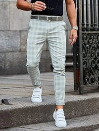 Image 5 of Slim Fit Plaid Trousers