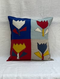 Image 1 of Checkerboard Flowers 2 Cushion Cover