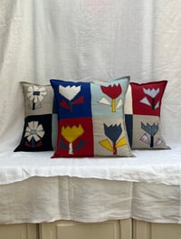 Image 4 of Checkerboard Flowers 2 Cushion Cover