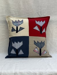 Image 1 of Checkerboard Flowers 3 Cushion Cover