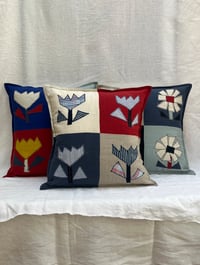 Image 4 of Checkerboard Flowers 3 Cushion Cover