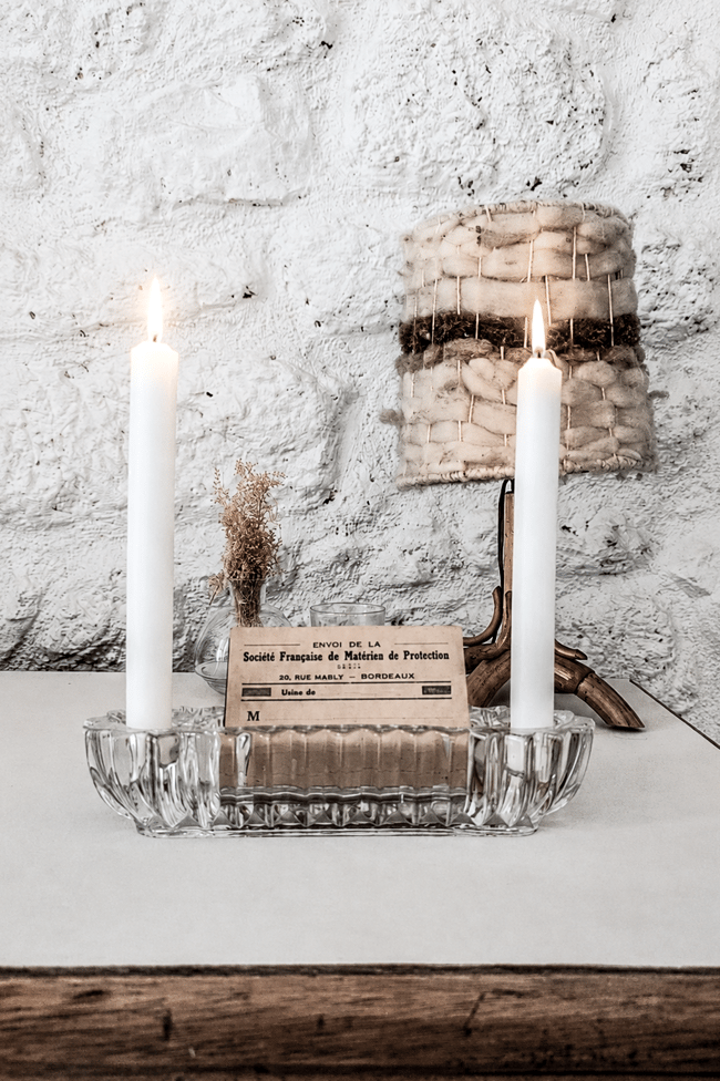 Bougeoir double en cristal 