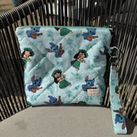 Image 1 of Lilo & Stitch Quilted Zipper Pouch with Wristlet