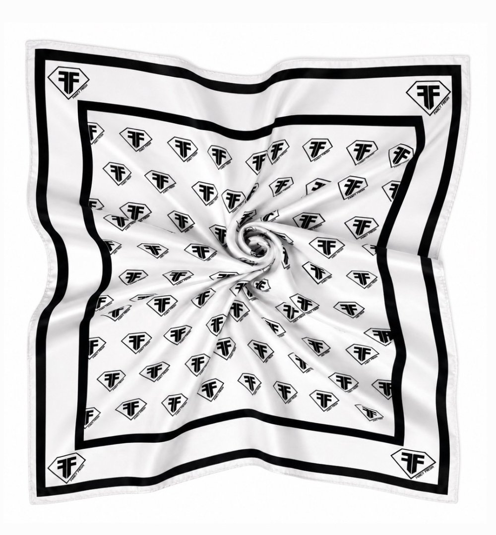 Signature Monogram White Scarf