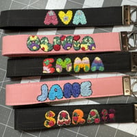 Hand-Embroidered Name Wristlet Keychains 