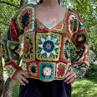 Image 1 of 047 - Medium - Granny Square Chartruse Orange