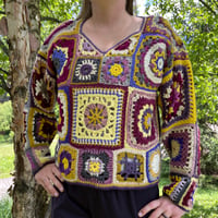 Image 1 of 049 - Medium - Granny Square Purple Gold