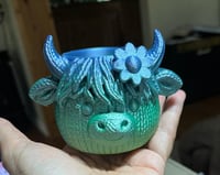 Image 1 of 3D Printed Highland Cow Succulent Planter | Cute Cow Plant Pot | Small Desk Planter 