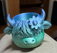 Image 6 of 3D Printed Highland Cow Succulent Planter | Cute Cow Plant Pot | Small Desk Planter 
