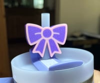 Image 1 of 3D Printed Bow Straw Topper | Straw Charm | Stanley-Style Cup Accessory