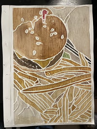 Image 5 of White Line Watercolor Print - Bronco's Cheeseburger and Fries