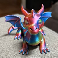 Image 1 of Small 3D Printed Articulated Dragon | Rainbow Flexible Dragon | Cute Fantasy Figure